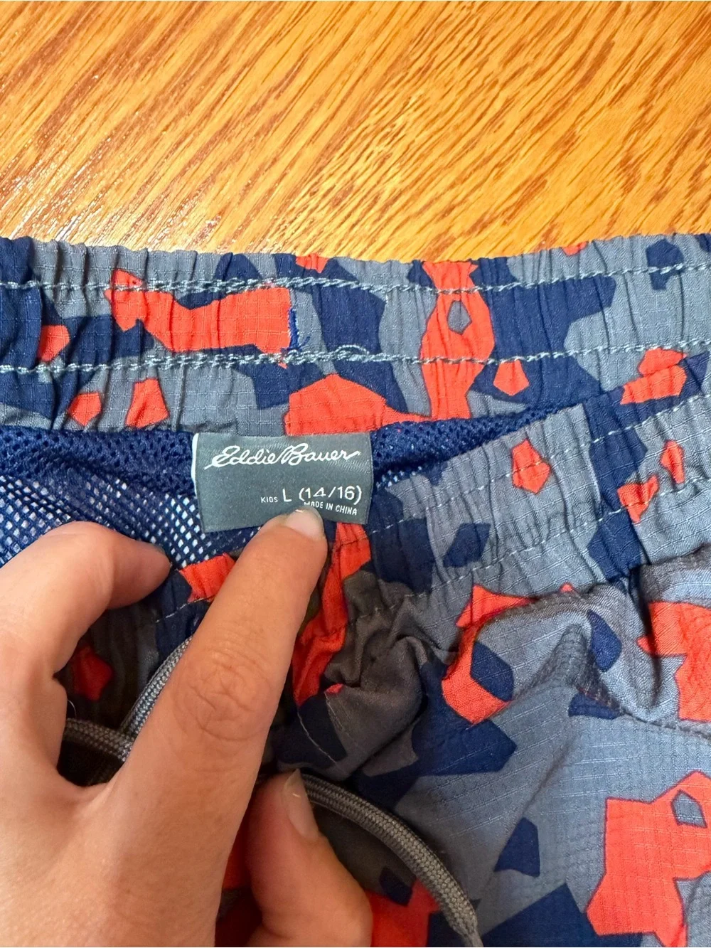 Boys Blue & Orange Camo swim Shorts